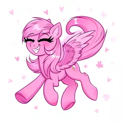 Size: 3348x3306 | Tagged: safe, artist:confetticakez, derpibooru import, rainbow dash, pegasus, pony, cute, dashabetes, eyes closed, grin, heart, image, meme, pink, pink rainbow dash, png, recolor, simple background, smiling, solo, white background