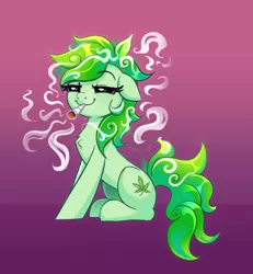 Size: 3564x3849 | Tagged: safe, artist:confetticakez, derpibooru import, oc, oc:stoney poney, unofficial characters only, earth pony, pony, blunt, drugs, female, high, image, mare, marijuana, png, smoke, solo