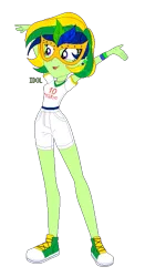 Size: 319x611 | Tagged: safe, artist:'raffaello, derpibooru import, oc, oc:maria potranca, unofficial characters only, equestria girls, belt, brazil, choker, clothes, commission, converse, ear piercing, earring, equestria girls-ified, female, image, jewelry, mask, multicolored hair, open mouth, piercing, png, shirt, shoes, shorts, simple background, solo, t-shirt, transparent background, wristband