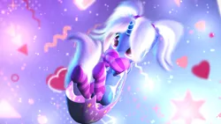 Size: 1280x720 | Tagged: safe, artist:nikosourcepone, derpibooru import, trixie, pony, unicorn, 3d, alternate hairstyle, babysitter trixie, clothes, cute, diatrixes, female, hoodie, image, jpeg, mare, pigtails, socks, solo, source filmmaker