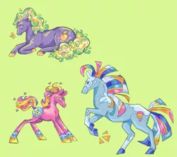 Size: 863x768 | Tagged: safe, artist:pink-dog, derpibooru import, sundance (g2), sunsparkle, earth pony, pony, image, peach surprise, png, shenanigans