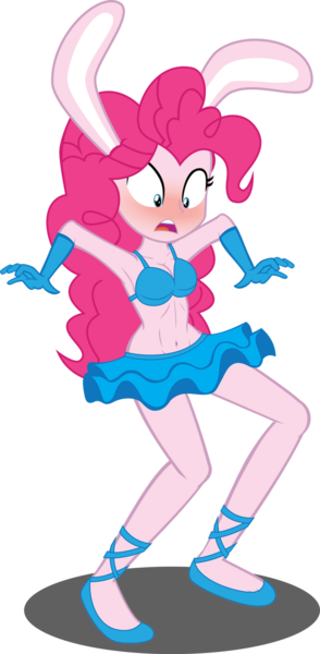 Size: 626x1277 | Tagged: suggestive, derpibooru import, pinkie pie, equestria girls, ballet slippers, belly button, big snooze, blushing, bra, bunny ears, clothes, female, gloves, image, png, solo, solo female, tutu, underwear