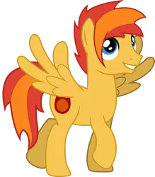 Size: 837x955 | Tagged: dead source, safe, artist:theshadowstone, derpibooru import, oc, oc:meteor spark, pegasus, pony, image, looking up, male, pegasus oc, png, raised hoof, simple background, smiling, stallion, transparent background, trotting, vector, wings