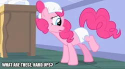 Size: 907x500 | Tagged: safe, artist:thor-disciple, derpibooru import, pinkie pie, earth pony, pony, baby cakes, caption, diaper, image, image macro, jpeg, text