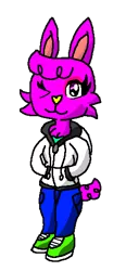 Size: 251x541 | Tagged: safe, artist:drypony198, derpibooru import, oc, oc:rosie bunny, unofficial characters only, barely pony related, clothes, cute, female, hoodie, image, male, one eye closed, png, rabbit oc, shoes, simple background, solo, transparent background