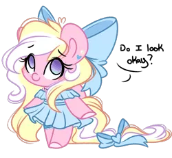 Size: 2371x2194 | Tagged: safe, artist:emberslament, derpibooru import, oc, oc:bay breeze, anthro, pegasus, semi-anthro, unguligrade anthro, blushing, bow, chibi, clothes, cute, doodle, dress, ear piercing, earring, hair bow, image, jewelry, necklace, piercing, png, solo, tail, tail bow, talking to viewer