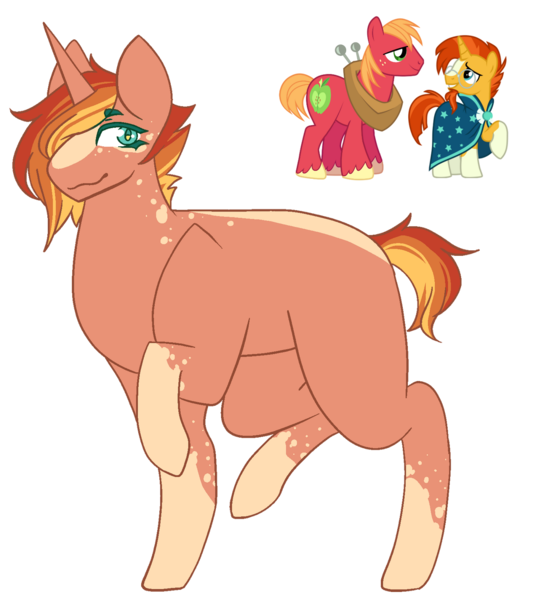 Size: 1280x1419 | Tagged: safe, artist:inkprism, derpibooru import, big macintosh, sunburst, earth pony, pony, unicorn, gay, image, macburst, magical gay spawn, male, offspring, parent:big macintosh, parent:sunburst, parents:macburst, png, shipping, simple background, transparent background