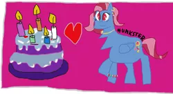 Size: 4831x2637 | Tagged: safe, derpibooru import, oc, oc:violight, pony, birthday cake, cake, female, food, heart, image, mare, png