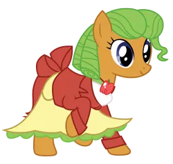 Size: 3450x3288 | Tagged: safe, artist:third uncle, derpibooru import, dosie dough, earth pony, pony, apple family reunion, apple family member, clothes, cute, dress, female, image, mare, png, simple background, transparent background, vector