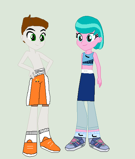 Size: 449x529 | Tagged: safe, artist:matthewjabeznazarioa, derpibooru import, aquamarine, super funk, equestria girls, crossover, equestria girls-ified, exeron fighters, image, martial arts kids, martial arts kids outfits, png