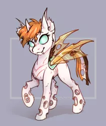 Size: 1204x1429 | Tagged: safe, artist:lonerdemiurge_nail, derpibooru import, oc, unofficial characters only, changeling, brown changeling, changeling oc, double colored changeling, image, png, solo, white changeling