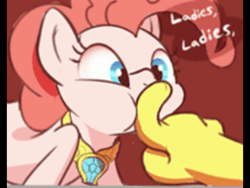 Size: 1920x1440 | Tagged: suggestive, artist:braeburned, artist:braeburned edits, derpibooru import, edit, discord, pinkie pie, oc, anthro, draconequus, earth pony, pony, wolf, animated, comic, comic dub, discopie, female, finger in mouth, image, innuendo, introduction, lycan, male, shipping, sound, straight, voice acting, voice actor, voice actor:nzovejune, webm