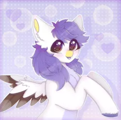 Size: 2020x2000 | Tagged: safe, artist:saltyvity, derpibooru import, oc, unofficial characters only, pegasus, pony, :p, blue background, blushing, commission, cute, heart, image, png, purple eyes, purple hair, simple background, solo, sparkles, tongue out, white body