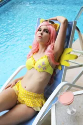 Size: 2000x3000 | Tagged: safe, artist:neoangelwink, derpibooru import, fluttershy, human, 2015, belly button, clothes, cosplay, costume, image, irl, irl human, jpeg, photo, swimming pool, swimsuit