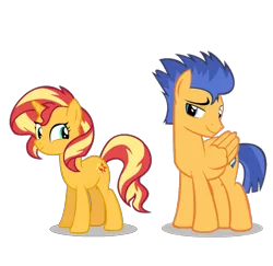 Size: 965x938 | Tagged: safe, artist:orin331, derpibooru import, edit, vector edit, flash sentry, sunset shimmer, pegasus, pony, unicorn, equestria girls, cropped, female, flashimmer, image, male, mare, png, shipping, simple background, stallion, straight, tomboy, transparent background, vector