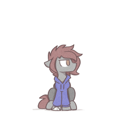 Size: 1000x1000 | Tagged: safe, artist:sugar morning, derpibooru import, oc, oc:artfulcord, unofficial characters only, cat, pegasus, pony, animated, clothes, commission, gif, image, jacket, jumpscare, male, phobia, scared, simple background, sitting, sketch, solo, stallion, white background