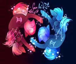Size: 2600x2200 | Tagged: safe, artist:kot-of-eden, artist:saphirecat11, derpibooru import, oc, oc:gem, oc:ini, unofficial characters only, earth pony, pony, duo, earth pony oc, gemini, image, male, png