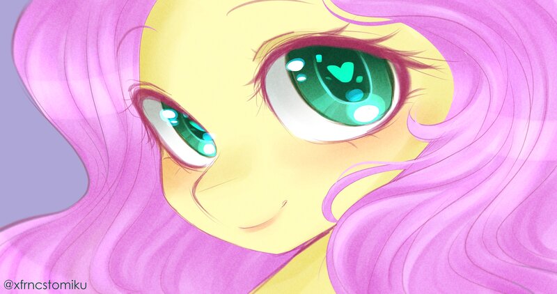 Size: 4096x2160 | Tagged: safe, artist:xfrncstomiku, derpibooru import, fluttershy, pony, bust, close-up, colored pupils, cute, female, heart eyes, high res, image, jpeg, mare, portrait, shyabetes, solo, wingding eyes