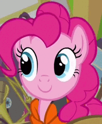 Size: 320x388 | Tagged: safe, derpibooru import, screencap, pinkie pie, earth pony, pony, pinkie apple pie, season 4, animated, big smile, boat, cropped, female, gif, image, mare, reaction image, smiling, solo