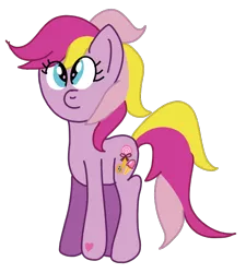 Size: 620x690 | Tagged: safe, artist:funnyclowns64, derpibooru import, triple treat, earth pony, pony, colored, cute, female, g3, g3 to g4, g4, generation leap, heart, heart hoof, hooves, image, mare, multicolored hair, multicolored mane, multicolored tail, png, simple background, smiling, solo, standing, tail, three tone tail, three toned mane, transparent background, triplebetes