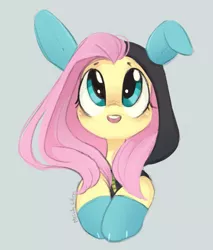 Size: 775x908 | Tagged: safe, artist:melodylibris, derpibooru import, fluttershy, pegasus, pony, big eyes, bust, clothes, costume, cute, daaaaaaaaaaaw, dangerous mission outfit, female, goggles, gray background, hoodie, image, jpeg, looking up, mare, open mouth, open smile, shyabetes, simple background, smiling, solo