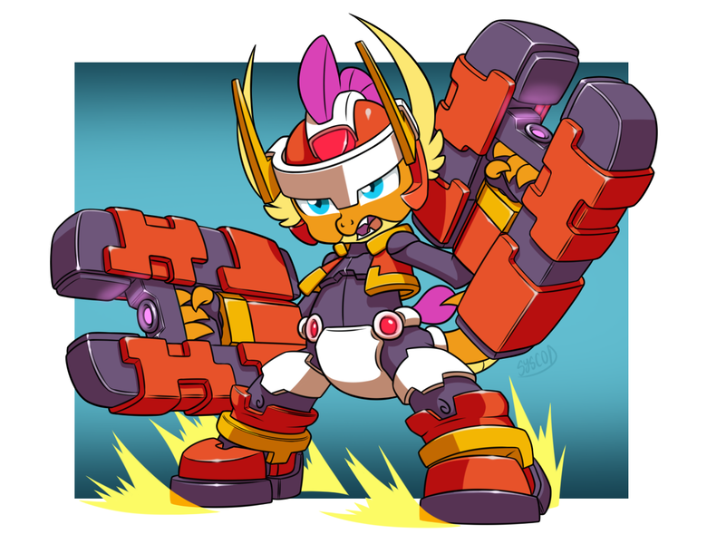 Size: 1260x969 | Tagged: safe, artist:syscod, derpibooru import, smolder, dragon, image, megaman, megaman zx, model f, png, solo