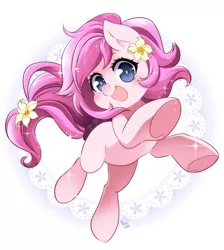 Size: 2957x3296 | Tagged: safe, artist:nekoshiei, derpibooru import, oc, oc:kayla, unofficial characters only, earth pony, pony, female, filly, flower, flower in hair, foal, image, jpeg, looking at you, open mouth, smiling, smiling at you, solo