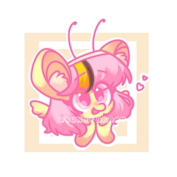 Size: 1669x1669 | Tagged: safe, artist:sunny berry, derpibooru import, bee, insect, pony, cute, image, jpeg, laughing, wings