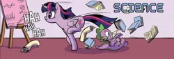 Size: 1040x355 | Tagged: safe, artist:pencils, derpibooru import, idw, spike, twilight sparkle, spoiler:comic95, comic, cropped, image, jpeg, science, season 10