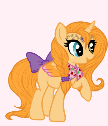 Size: 370x430 | Tagged: safe, artist:jraisins, derpibooru import, oc, oc:princess butter bloom, alicorn, pony, series:fik: next generation, alternate universe, au:friendship is kindness, bow, braid, colored wings, commission, diadem, hair bow, heterochromia, image, jewelry, long hair, multicolored wings, neckerchief, offspring, parent:big macintosh, parent:fluttershy, parents:fluttermac, png, solo, tail, tail bow, wings