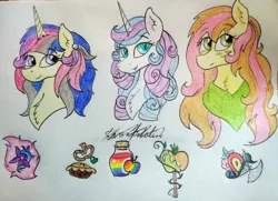 Size: 1280x929 | Tagged: safe, artist:monse2001, derpibooru import, princess flurry heart, oc, alicorn, pony, unicorn, deviantart watermark, female, image, jpeg, mare, neckerchief, obtrusive watermark, older, older flurry heart, traditional art, watermark