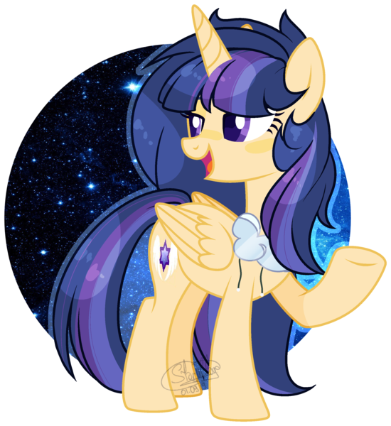 Size: 2250x2456 | Tagged: safe, artist:dinkydoolove, artist:lazuli0209, derpibooru import, oc, unofficial characters only, alicorn, pony, alicorn oc, base used, eyelashes, female, horn, image, looking back, mare, offspring, parent:flash sentry, parent:twilight sparkle, parents:flashlight, png, raised hoof, signature, simple background, solo, transparent background, underhoof, wings