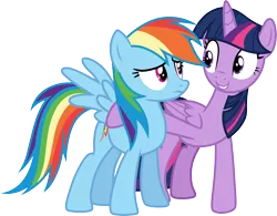 Size: 3838x3000 | Tagged: safe, artist:cloudyglow, derpibooru import, rainbow dash, twilight sparkle, twilight sparkle (alicorn), alicorn, testing testing 1-2-3, image, png, simple background, transparent background, vector