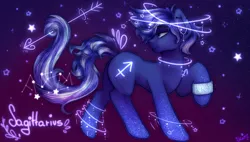 Size: 2560x1450 | Tagged: safe, artist:kot-of-eden, artist:saphirecat11, derpibooru import, oc, unofficial characters only, earth pony, pony, constellation, earth pony oc, female, image, png, sagittarius, solo, zodiac