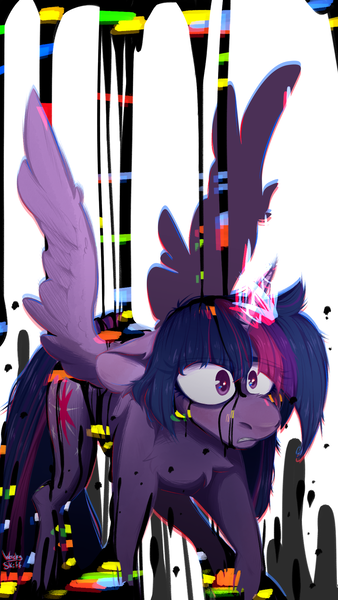 Size: 1080x1920 | Tagged: safe, artist:wacky-skiff, derpibooru import, twilight sparkle, twilight sparkle (alicorn), alicorn, pony, corrupted, corrupted twilight sparkle, dusk till dawn, error, friday night funkin', glitch, image, learning with pibby, pibby, png, solo