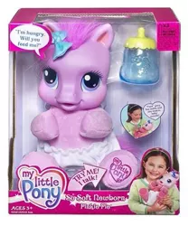 Size: 413x494 | Tagged: safe, derpibooru import, photographer:absol, pinkie pie (g3), earth pony, human, pony, baby, baby bottle, baby pony, bottle, bow, box, cuddling, cute, diaper, electronic toy, female, filly, foal, g3, g3 diapinkes, hair bow, human female, image, jpeg, my little pony logo, simple background, snuggling, so soft, so soft newborn pinkie pie, speech bubble, toy, white background