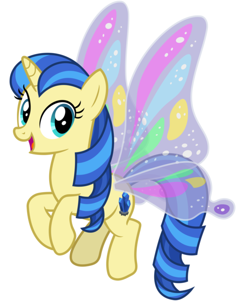 Size: 2600x3200 | Tagged: safe, artist:cheezedoodle96, derpibooru import, mystic moonlight, pony, unicorn, 2 4 6 greaaat, .svg available, butterfly wings, female, flying, glimmer wings, image, looking at you, magic, mare, open mouth, open smile, png, smiling, smiling at you, solo, tail, two toned mane, two toned tail, vector, wings