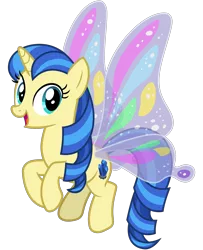 Size: 2600x3200 | Tagged: safe, artist:cheezedoodle96, derpibooru import, mystic moonlight, pony, unicorn, 2 4 6 greaaat, .svg available, butterfly wings, female, flying, glimmer wings, image, looking at you, magic, mare, open mouth, open smile, png, smiling, smiling at you, solo, tail, two toned mane, two toned tail, vector, wings