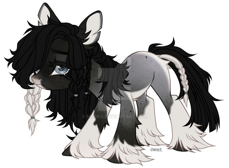 Size: 1024x750 | Tagged: safe, artist:miioko, derpibooru import, oc, unofficial characters only, earth pony, pony, braid, deviantart watermark, earth pony oc, hoof fluff, image, jpeg, obtrusive watermark, simple background, solo, tired, watermark, white background