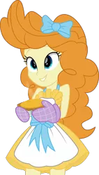 Size: 2898x5094 | Tagged: safe, artist:thatusualguy06, derpibooru import, pumpkin cake, equestria girls, the last problem, .svg available, apron, bow, clothes, equestria girls-ified, female, hair bow, image, mittens, naked apron, older, older pumpkin cake, partial nudity, png, pumpkin pie, simple background, solo, transparent background, vector