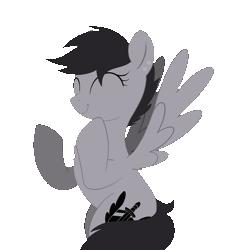 Size: 1280x1422 | Tagged: safe, artist:allyster-black, derpibooru import, oc, oc:ares, pegasus, pony, clapping, clapping ponies, female, gif, image, mare, solo