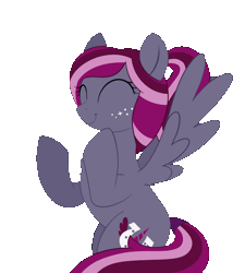 Size: 1280x1422 | Tagged: safe, artist:allyster-black, derpibooru import, oc, oc:spotlight splash, pegasus, clapping, clapping ponies, gif, image, solo, tail, tail wrap