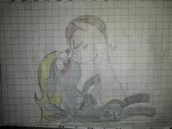 Size: 3968x2976 | Tagged: safe, artist:pashkek, derpibooru import, derpy hooves, ditzy doo, doctor whooves, time turner, pegasus, pony, blushing, doctorderpy, female, graph paper, heart, image, jpeg, kissing, male, photo, shipping, straight, surprised, text, traditional art