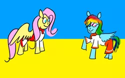 Size: 1024x640 | Tagged: safe, artist:horsesplease, derpibooru import, fluttershy, rainbow dash, clothes, colors, cyrillic, doodle, dress, flag, image, jpeg, ukraine, ukrainian