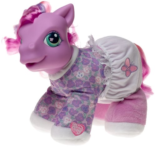 Size: 500x471 | Tagged: safe, derpibooru import, official, earth pony, pony, baby, baby pony, clothes, cute, diaper, electronic toy, female, filly, foal, g3, g3 petalbetes, heart, heart hoof, image, jpeg, pajamas, petal dove, simple background, smiling, so soft, solo, toenails, toy, white background