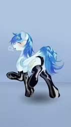 Size: 3105x5520 | Tagged: suggestive, artist:alus, derpibooru import, oc, oc:dr.lancet dois, unofficial characters only, pegasus, pony, clothes, eyes closed, huff, image, latex, latex panties, latex socks, male, open mouth, panties, png, socks, stallion, stockings, thigh highs, underwear