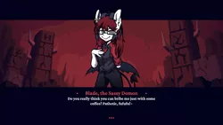 Size: 2018x1135 | Tagged: safe, artist:lonerdemiurge_nail, derpibooru import, oc, unofficial characters only, anthro, demon, demon pony, original species, image, png, solo