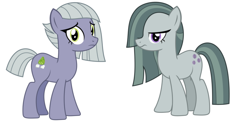 Size: 2803x1500 | Tagged: safe, artist:sketchmcreations, derpibooru import, limestone pie, marble pie, earth pony, pony, female, frown, image, looking at you, mare, personality swap, pi day, pie sisters, png, siblings, simple background, sisters, standing, transparent background, vector