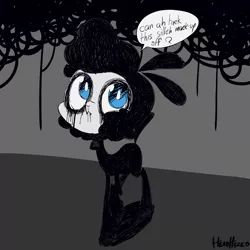 Size: 2000x2000 | Tagged: safe, derpibooru import, sheep, them's fightin' herds, community related, corpse paint, goth, image, lamb, makeup, png, pom (tfh), speech bubble