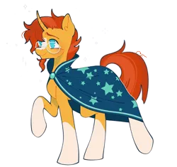 Size: 2036x1911 | Tagged: safe, artist:area51boyfriend, edit, editor:edits of hate, editor:unofficial edits thread, sunburst, pony, unicorn, clothes, coat markings, curved horn, facial hair, glasses, goatee, horn, image, male, png, raised leg, robe, simple background, socks (coat marking), solo, stallion, sunburst's robe, transparent background